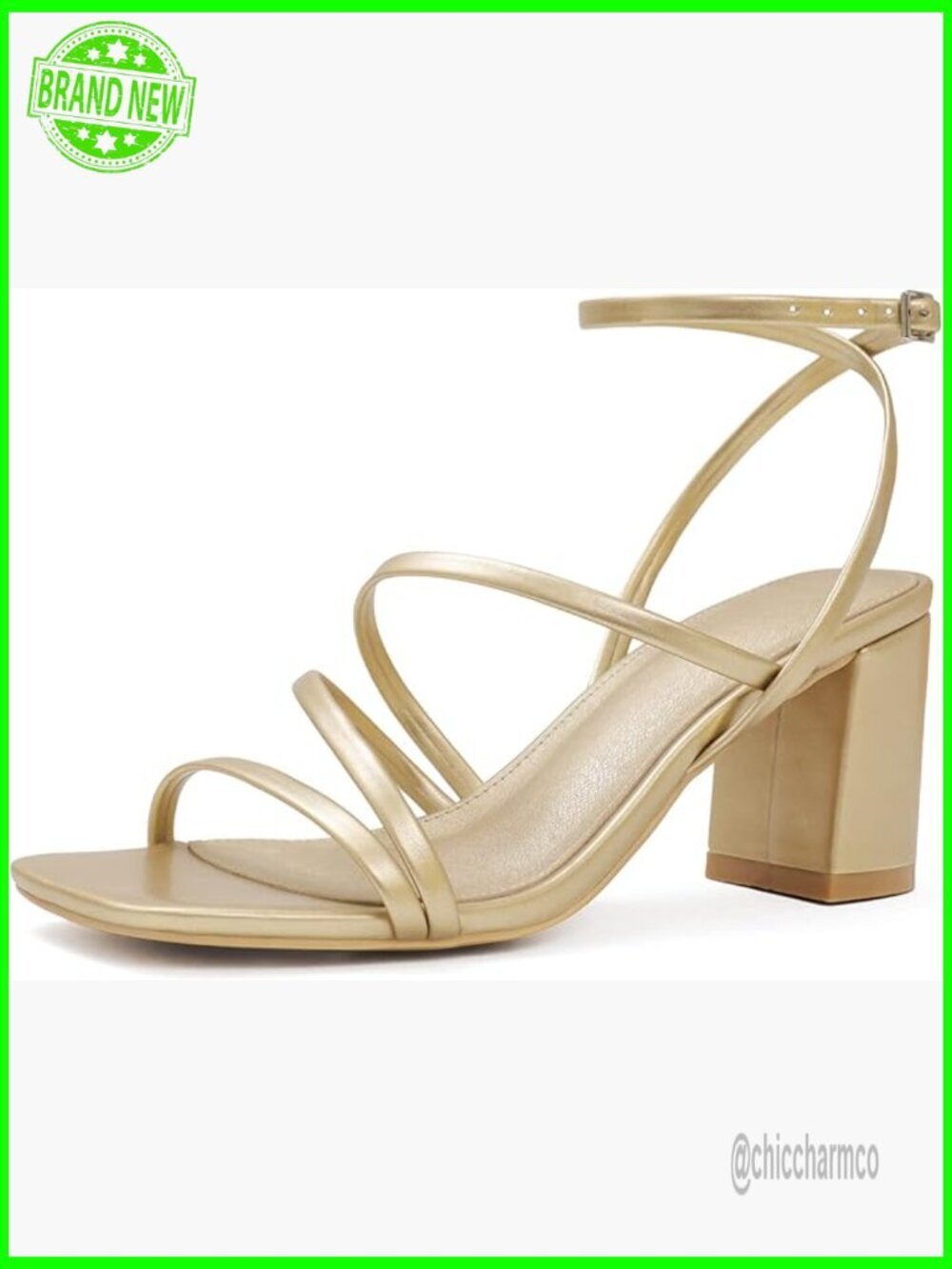 Strappy Block Heel Sandals Square Toe Ankle Buckle Pump Heels